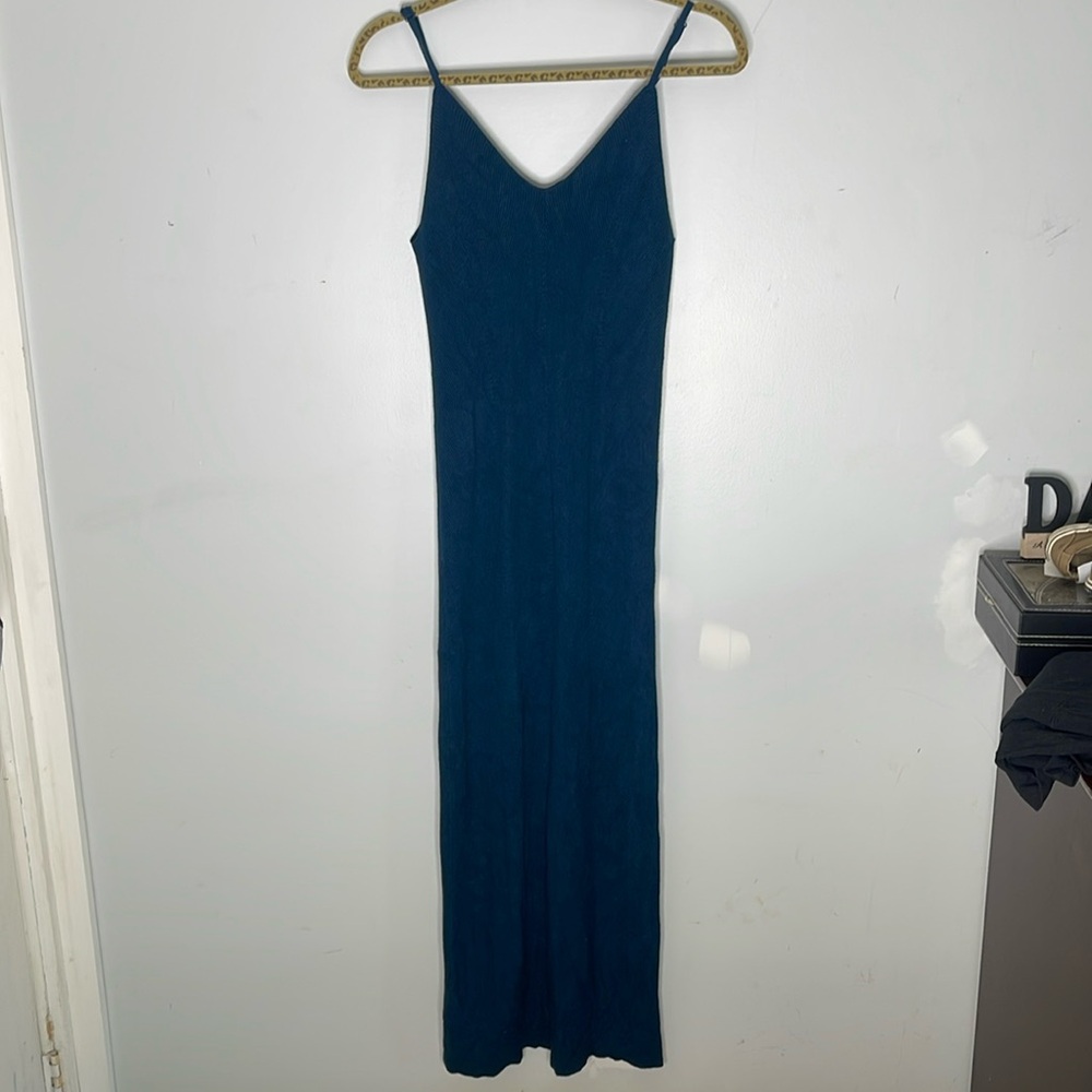 FRESHMAN 1996 Dark Teal Knit Sleeveless Midi/Maxi Rayon Blend Dress Size Medium